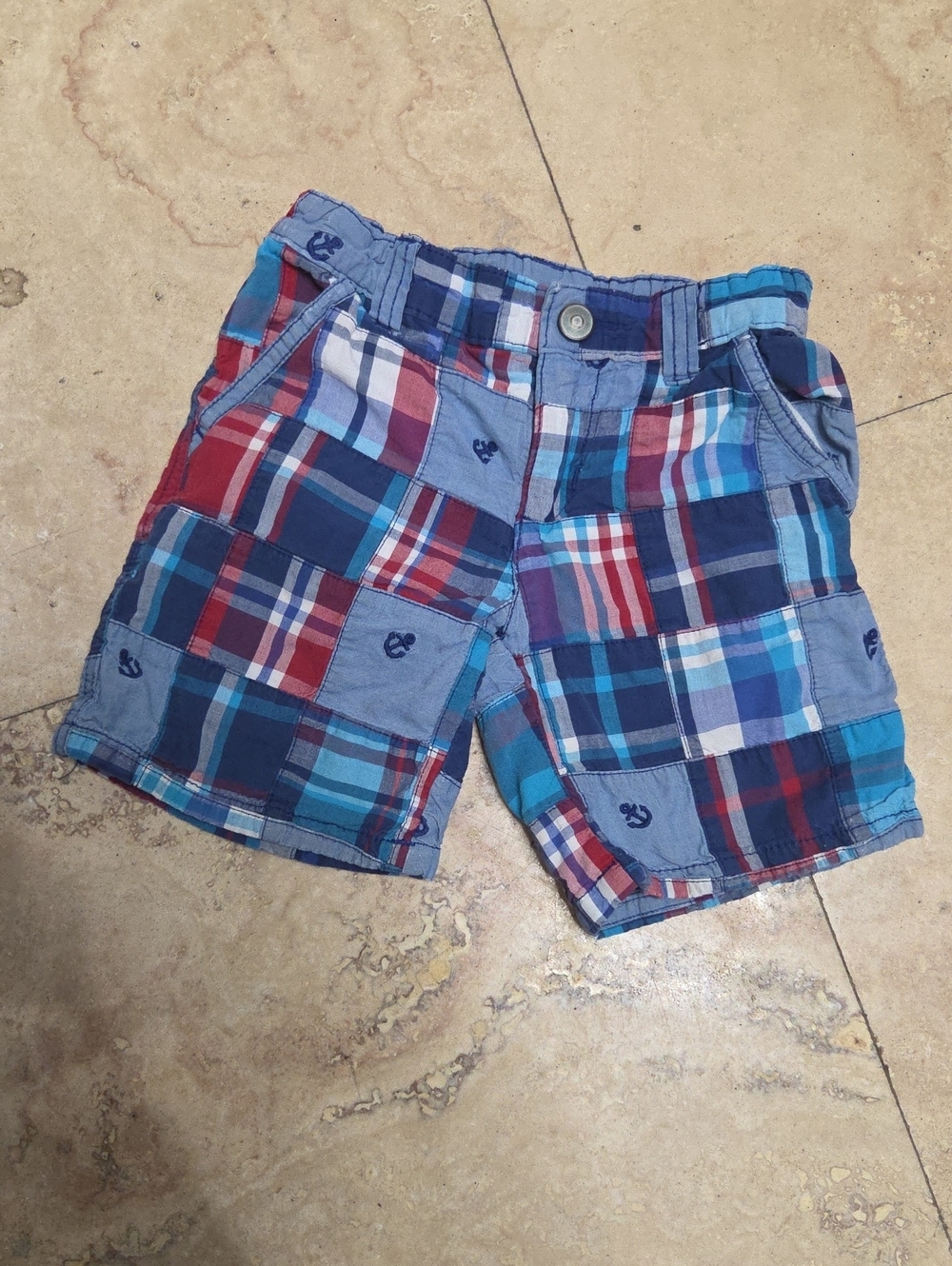 Gymboree Patchwork Plaid Shorts - Blue & Red Size 3 Year Olds [0143]